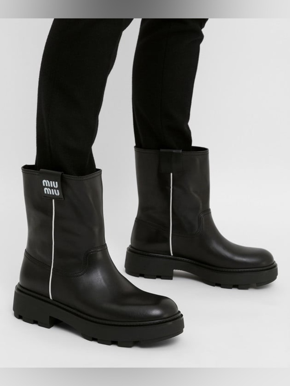 MIU MIU Leather Ankle Biker Boots EU41 (US 10)